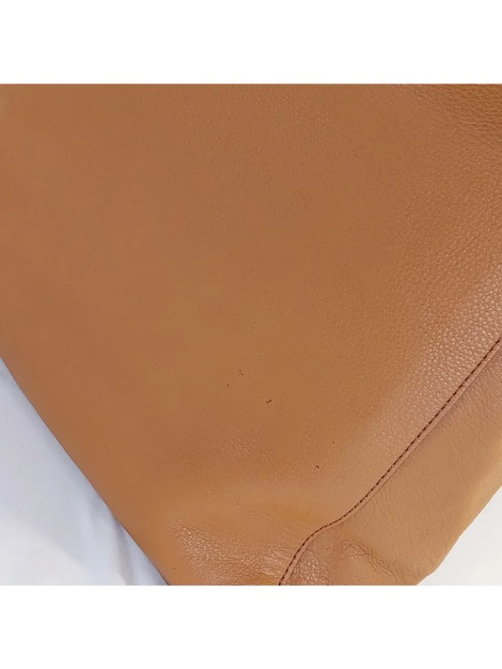 Mark & Graham Camel Leather Tote Bag Tan Brown Leather and Twill Straps 13x15